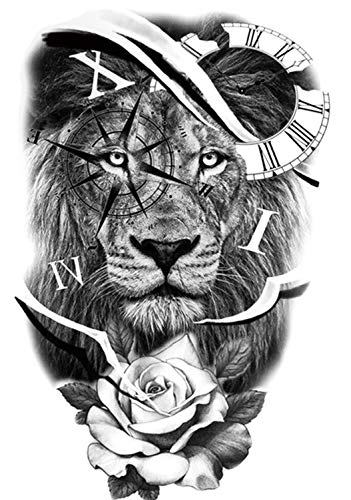Lion Compass Rose Tattoo Arm Tattoo Festival Tattoo Animal Tattoo Fake  Tattoo Th112X : Amazon.De: Beauty
