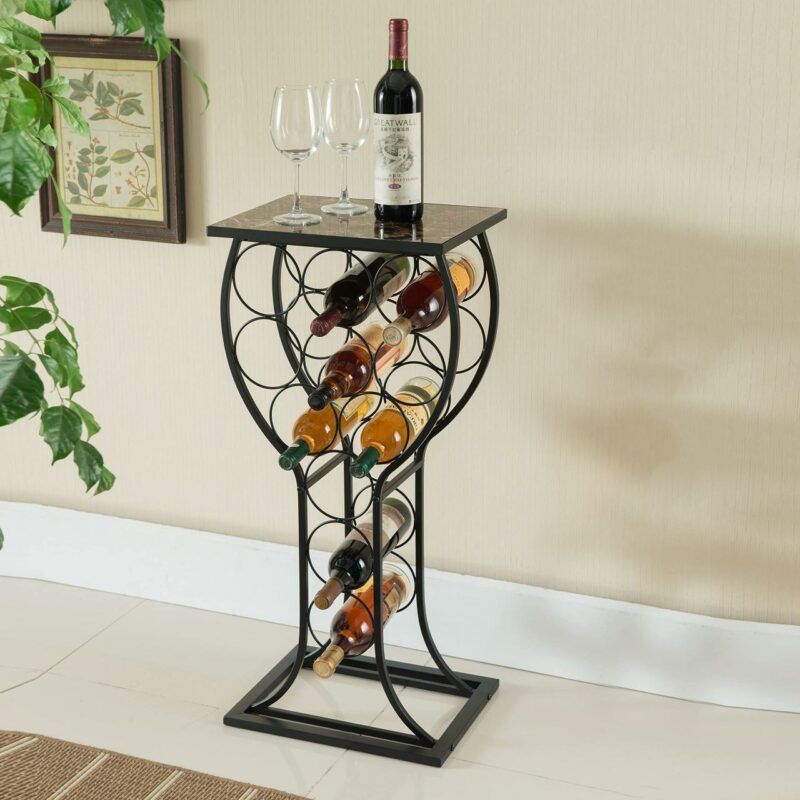 Amazon.Com: Kings Brand Furniture Metal With Marble Finish Top Wine Storage  Organizer Display Rack Table, Black (Fba_Wr1350) : Home & Kitchen