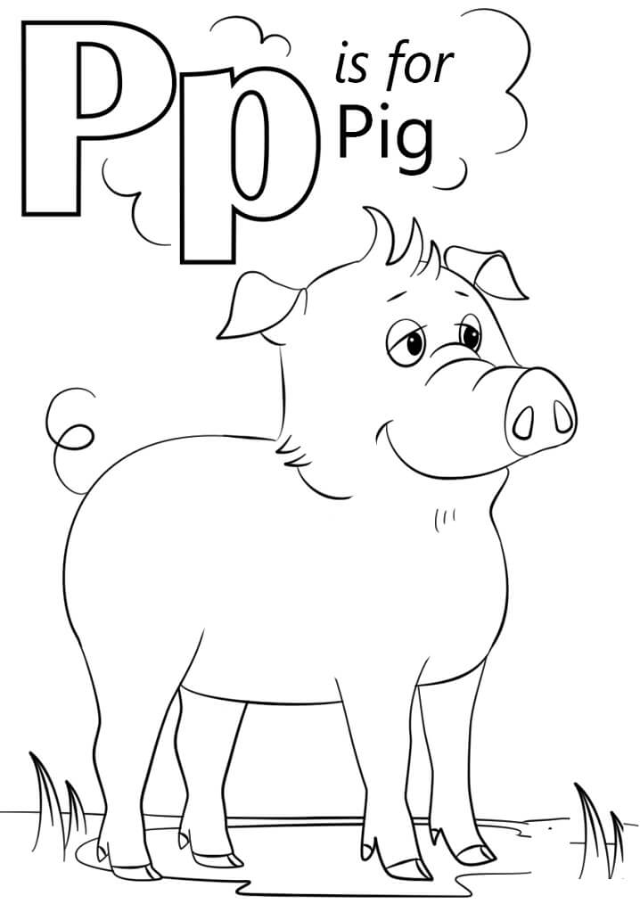 Pig Letter P 1 Coloring Page - Free Printable Coloring Pages For Kids