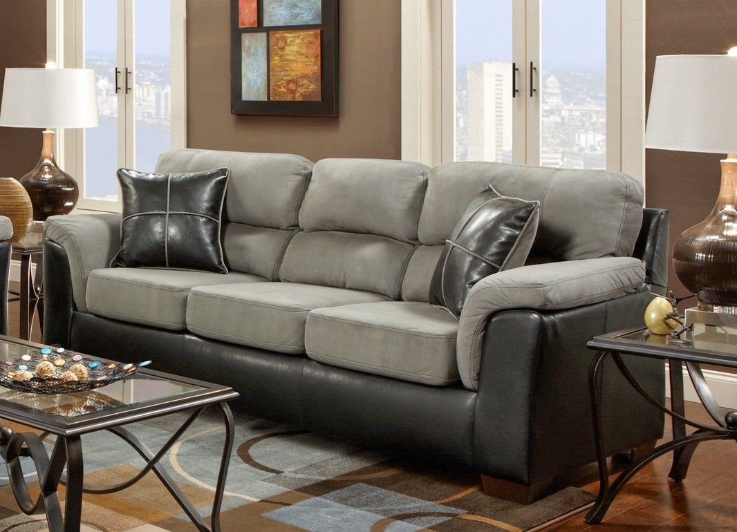 Grey Suede And Black Leather Couch. | Sofa Set, Sofa Design, Living Room  Sofa