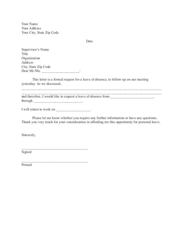 Get A Leave Of Absence Letter For Your Business