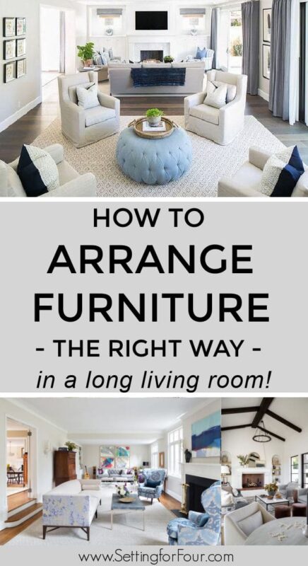 How To Arrange Furniture In A Long Living Room - Setting For Four