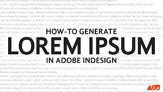 How To Add Lorem Ipsum Text In Adobe Indesign Tutorial - Youtube