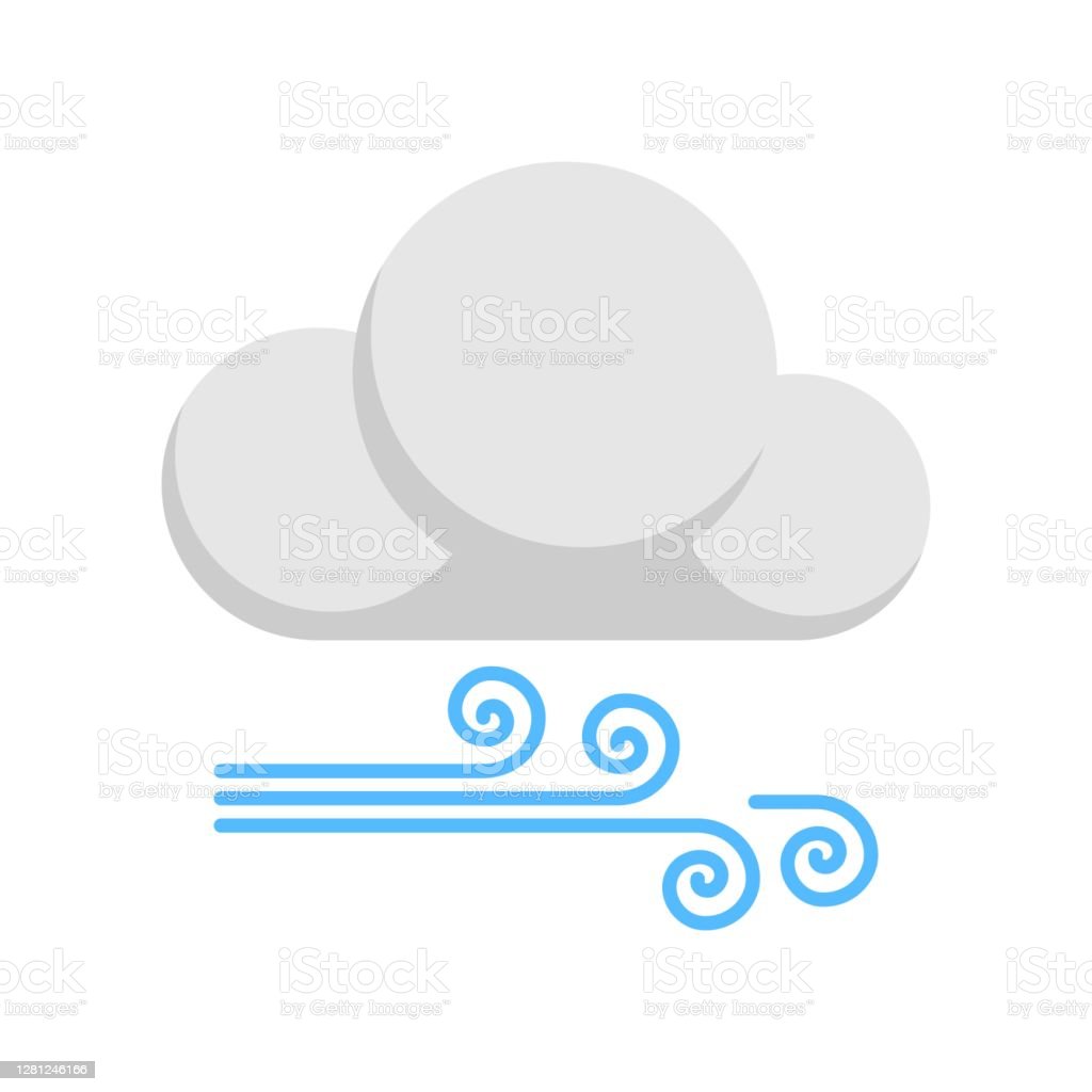 평면 디자인 스타일의 바람이 부는 일기 예보 아이콘 바람 기호가 있는 구름 0명에 대한 스톡 벡터 아트 및 기타 이미지 - 0명,  개념, 곡선 - Istock